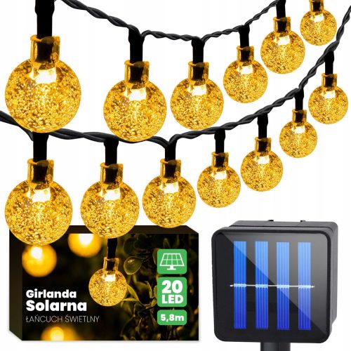 Solarna girlanda Vrtne luči 20x kroglice LED 580 cm, toplo bela