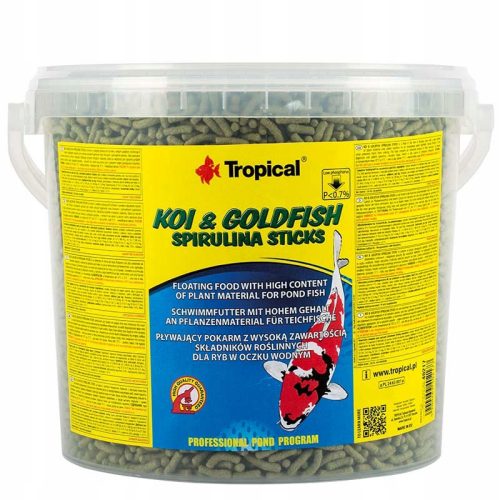 Tropska hrana za ribe Tropical Koi & Goldfish Spirulina Sticks 11 l 900 g