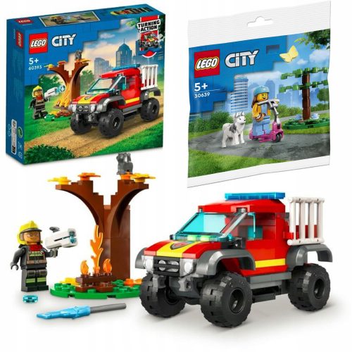 LEGO City 60393 Gasilsko vozilo 4x4 Reševalna misija + LEGO City 30639 Pasji tek in skuter