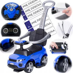   Veliki potiskovalec avtomobila z GUMIJASTIMI KOLESI + TABLICE Z IMENI