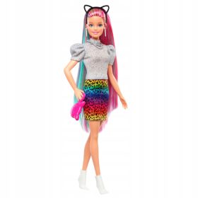 Barbie Lutka z barvito pričesko Leopard GRN81