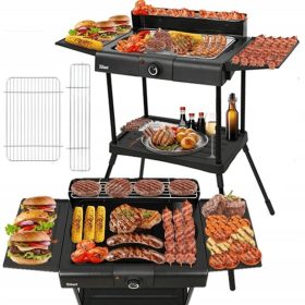  Zunanji žar za vrtno zabavo Zilan Stand Barbecue Grill - črni 2400 W