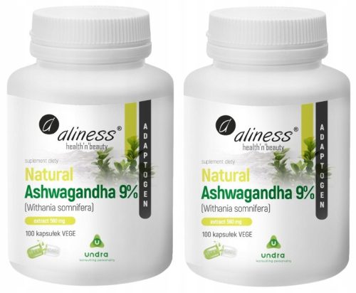 Paket kapsul Aliness Natural Ashwaganda 560 mg, 200 kosov, Adaptogeni in odpornost