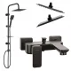 Nadometni tuš set Laveo Drop + enoročna stenska kad in tuš pipa Valvex LOFT BLACK črna