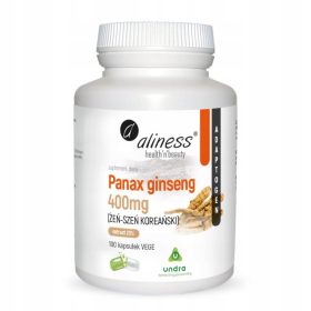   Aliness Korejski Ginseng Panax - 100 veganskih kapsul z 20% ginsenozydi