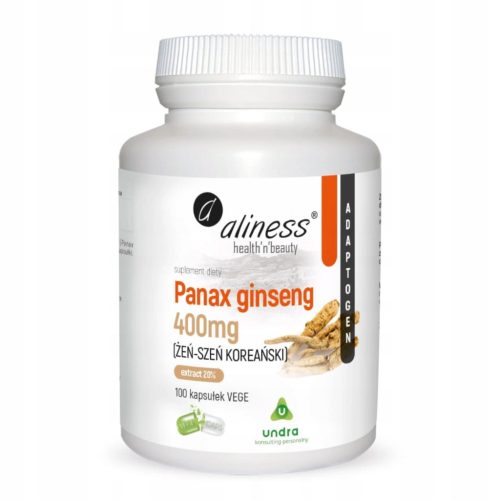 Aliness Korejski Ginseng Panax - 100 veganskih kapsul z 20% ginsenozydi