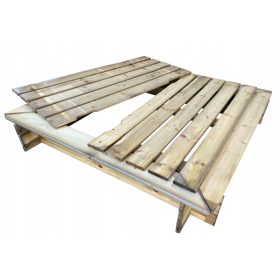 Dreveseni peskovnik s klopmi 120x120 cm