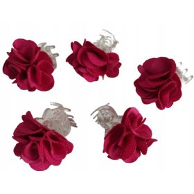   Roza in vijolične kravje lasnice s cvetličnim obročem za lase - komplet 5 kosov, barva fuksija S37