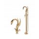 Golden Vintage Freestanding Bathtub Faucet + Retro Style Sink Set