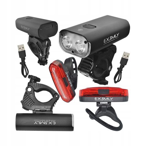 EX3MLY močna svetilka za kolo SET 600 lm USB baterija