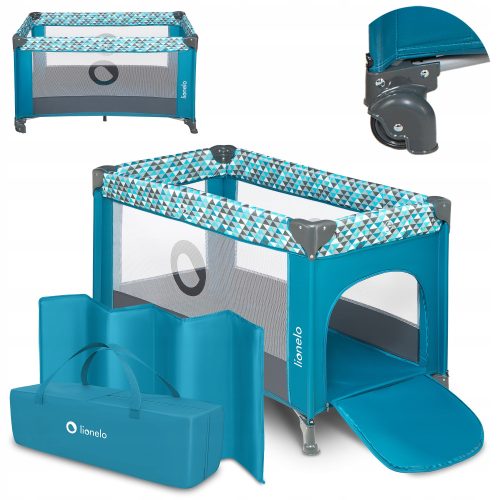 Prenosna posteljica Lionelo 65 x 125 cm, modri odtenki