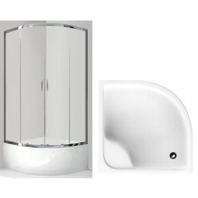   Tuš Kabina Sanplast NEVIDA, Dvojna Vrata, Drsna 90 x 90 cm + Polkrožna Tuš Kad Reihe Delo 90 x 90 cm