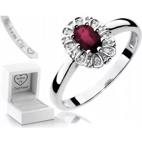   ZLATA OBROČ Z RUBINI IN DIAMANTI 585 Z BREZPLAČNIM GRAVIRANJEM