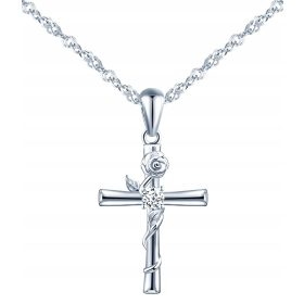   UDEŽNA VERIŽICA S KRIŽEM SREBRNA, IZJEMNA VERIŽICA Z KRIŽEM, IDEALNO ZA OBHAJILO