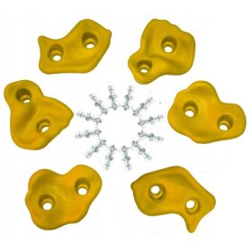 Ročaji za plezalne kamne 6 kosov RUMENI + vijaki