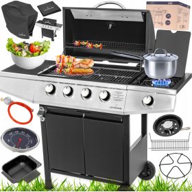    ZMOGLJIV PLINSKI ŽAR LEHMANN OHIO 4+1 LITOŽELEZNA MREŽA + POKROV