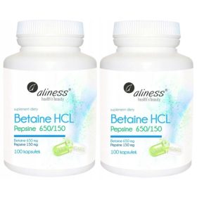   Aliness Betain HCL in Pepsin 650/150 mg: 200 kapsul za podporo prebave