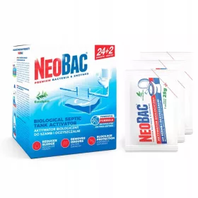   Slovenian Name: Aktivator za greznice NeoBac s kapsuliranimi bakterijami 24+2 saszetki 650g

SEO-Optimized Description: 
NeoBac Aktivator za greznice je specializiran biopreparat namenjen hitri biodeg
