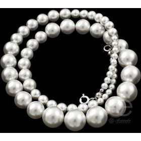  Ogrlica s kristalnimi biseri iz belih biserov v srebru
