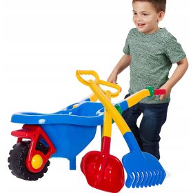   Velika vrtna samokolnica za otroke s pripomočki za igro v peskovniku