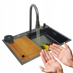 ANW HOME Lux enojno korito iz črnega jekla