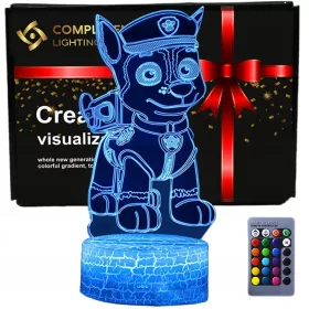 3D LED nočna svetilka Paw Patrol Psi USB