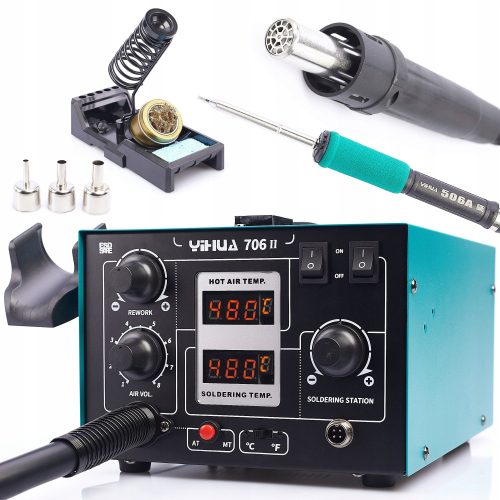 Strokovna spajkalna postaja 2v1 Hot-Air + sistem T12 Yihua 706 II Techrebal 670 W