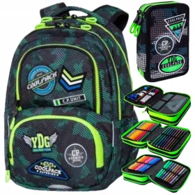   CoolPack večpredalni šolski nahrbtnik Odtenki zelene, odtenki rumene in zlata 24 l