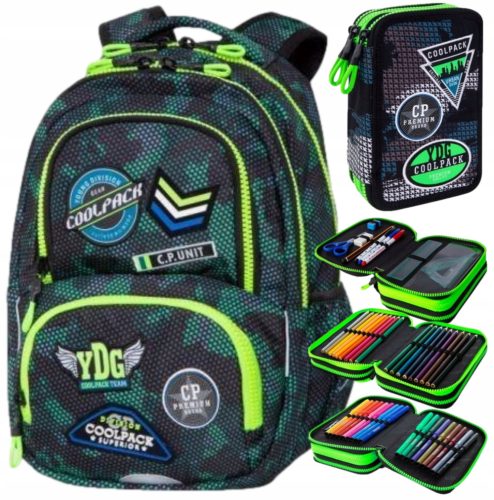 CoolPack večpredalni šolski nahrbtnik Odtenki zelene, odtenki rumene in zlata 24 l