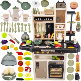   Multifunkcijska otroška kuhinjska igrača z LED lučmi, zvokom pare, hladilnikom, pečico, napa in pipo za pečico