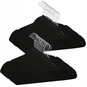 Viseči obešalnik Springos, črn welur, 30 kosov