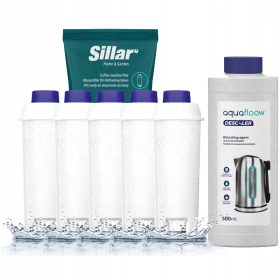   Slovenian Name: Filtri za vodo za kavne aparate Delonghi + odstranjevalec vodnega kamna AquaFloow

SEO-Optimized Description: 
5x FILTRI ZA VODO SILLAR ZA KAVNE APARATE DELONGHI - ZAMIENNIK + ODKAMIEN