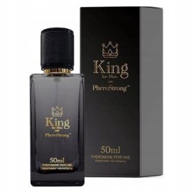   KRALJEVSKI Parfum s feromoni za moške KING PheroStrong - Perfektni parfum za prave moške, ki želijo vznemirjati čute brez zadržkov. Ta intenzivno drveno-aromatičen vonj je idealen za moške, ki radi iz