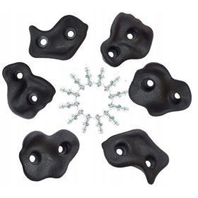   Raznoliki ročaji za plezalne kamne - komplet 6 črnih kamnov s priloženimi vijaki