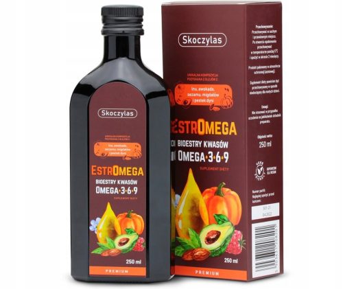 ESTROMEGA Premium Omega 3-6-9, naravni dodatek z okusom maline, 250 ml