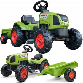   FALK Traktor Claas Zeleni s prikolico + Klakson za otroke od 2 let.