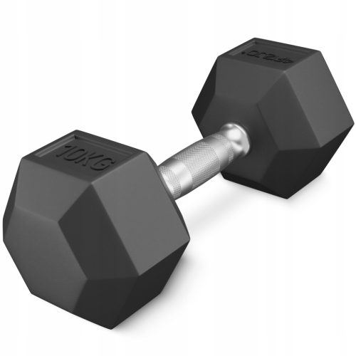Hantla HEX 4FIZJO 10 kg, gumirana, litoželezna, trdna