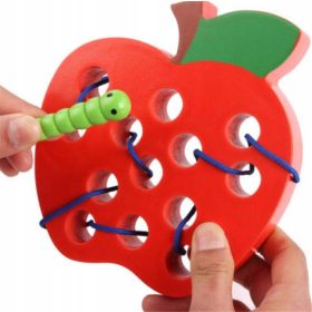 Lesena senzorična igrača Jabolčni črv Montessori
