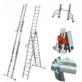 Krause lestev 9,3 m aluminij 3 x 36 do 150 kg