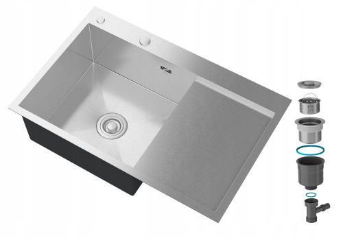 Granitan Prestižno Stalno Pomivalno Korito H7851 s Kromiranim Ociekacem 78x51 cm