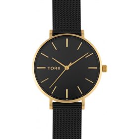   enska ura Torii G33BS.BG, elegantna črna moda s klasičnim pridihom