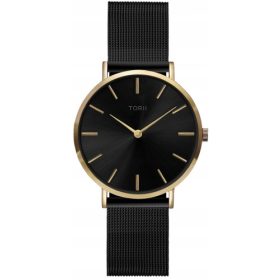   enska ura TORII Daichi G34BS.BG, elegantna zlata ura s črnim trakom