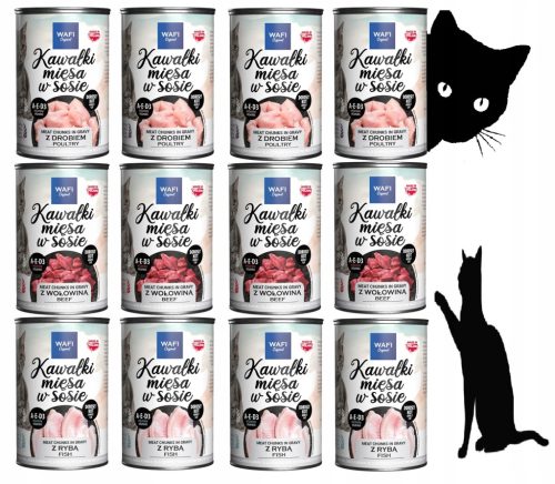 Pasja za mačke Kosmiči v omaki MIX 12 x 415g WAFI