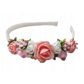 Rožnati plastični naglavni trak s cvetličnim vzorcem
