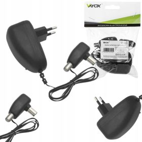    12V ANTENSKI NAPAJALNIK DVB-T2 OJAČEVALEC ZA PRIZEMLJENO TV F VTIČNICA VAYOX VTIČ