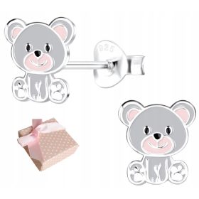 Srebrni otroški uhani s plišastim medvedkom