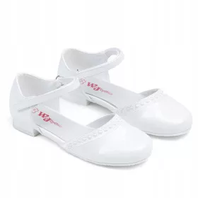   Dekliški obhajilni čevlji z usnjeno podlogo, lahki in elegantni Wojtyłko 5B23712B, velikost 35, beli