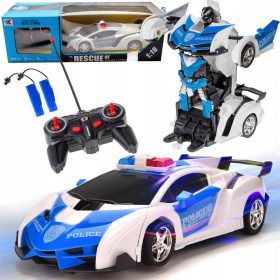 Avto Robot Transformers 2v1 R/C Policija LED Zvočni Komplet