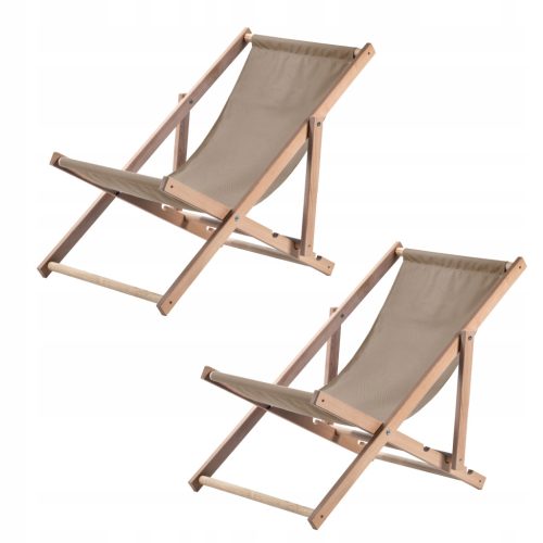Ležalnik za plažo Kadax, zložljiv leseni ležalnik, set 2 kosov