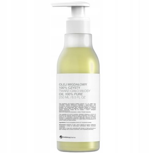 Mandljevo olje za obraz, telo in lase Botanicapharma 100% naravno, 250 ml pumpica